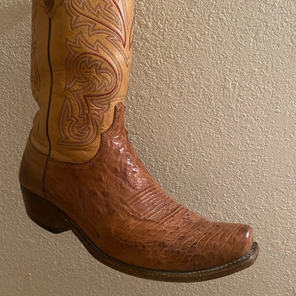 LUCCHESE MEN\'S HANDMADE NATHAN SMOOTH OSTRICH LEATHER WESTERN BOOTS - SNIP TOE main image 5
